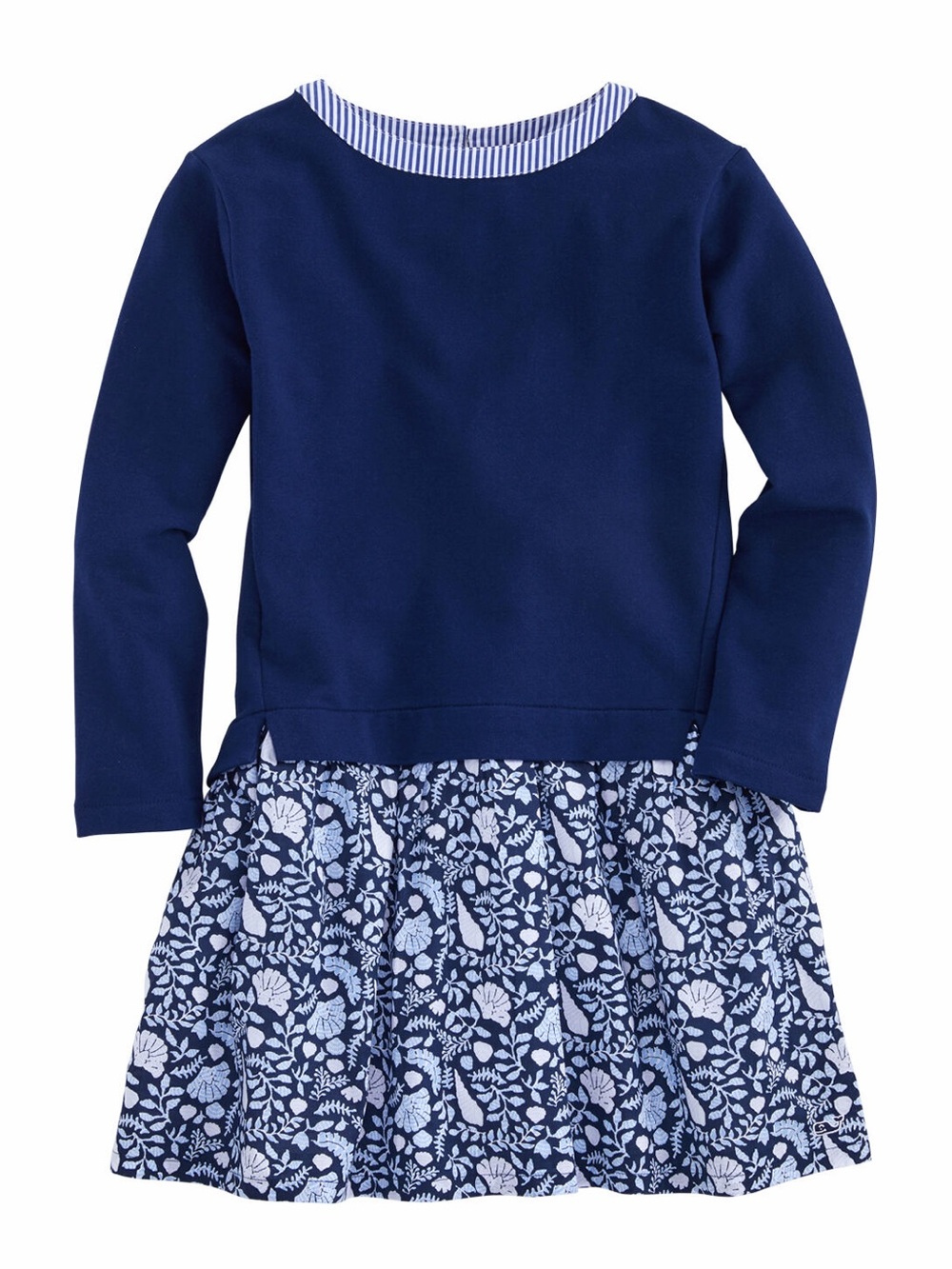 Vineyard Vines Girls Coastal Floral Sweatshirt Dress | Navy | Size L / 14